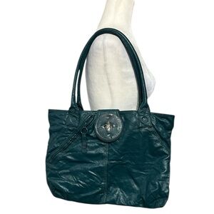 Rare Y2K DIESEL Dark Green Turn Lock Tote Bag
